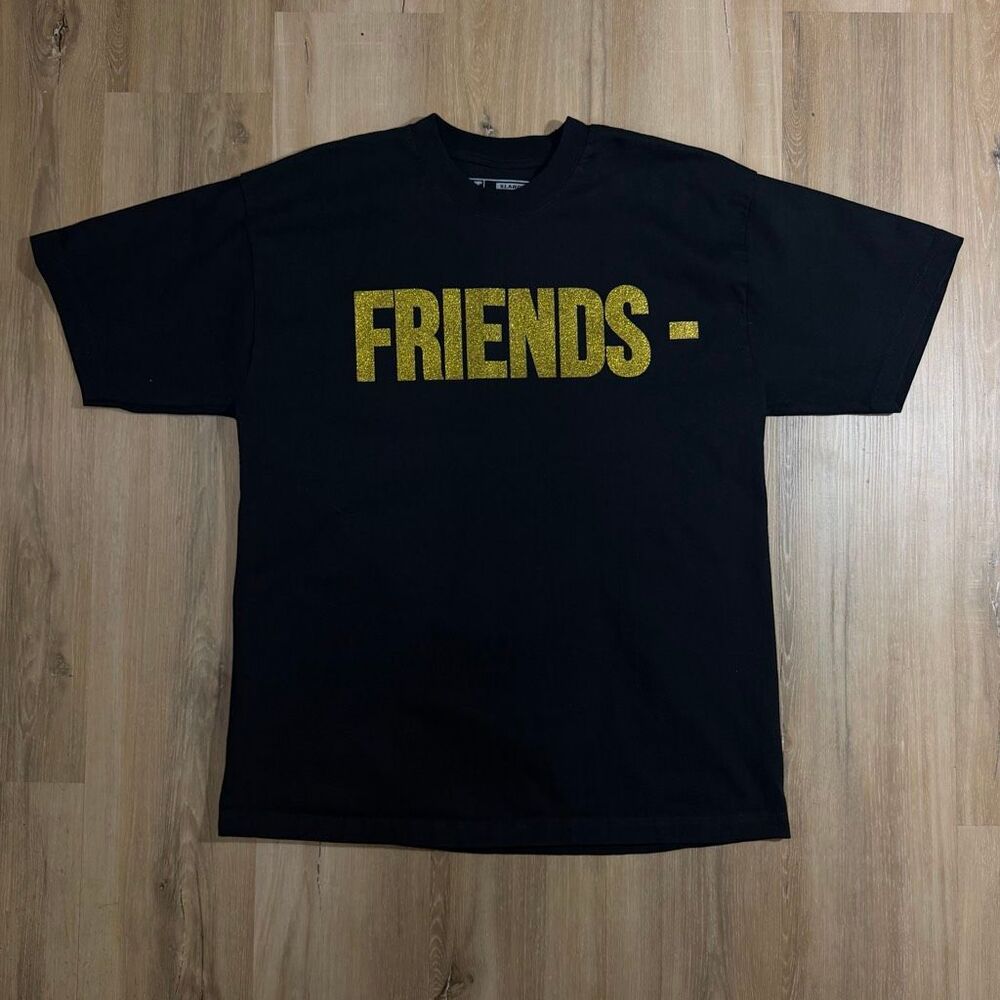 VLONE Friends Black Gold Graphic Shirt Sz XL Y2K Style Streetwear ASAP Mob